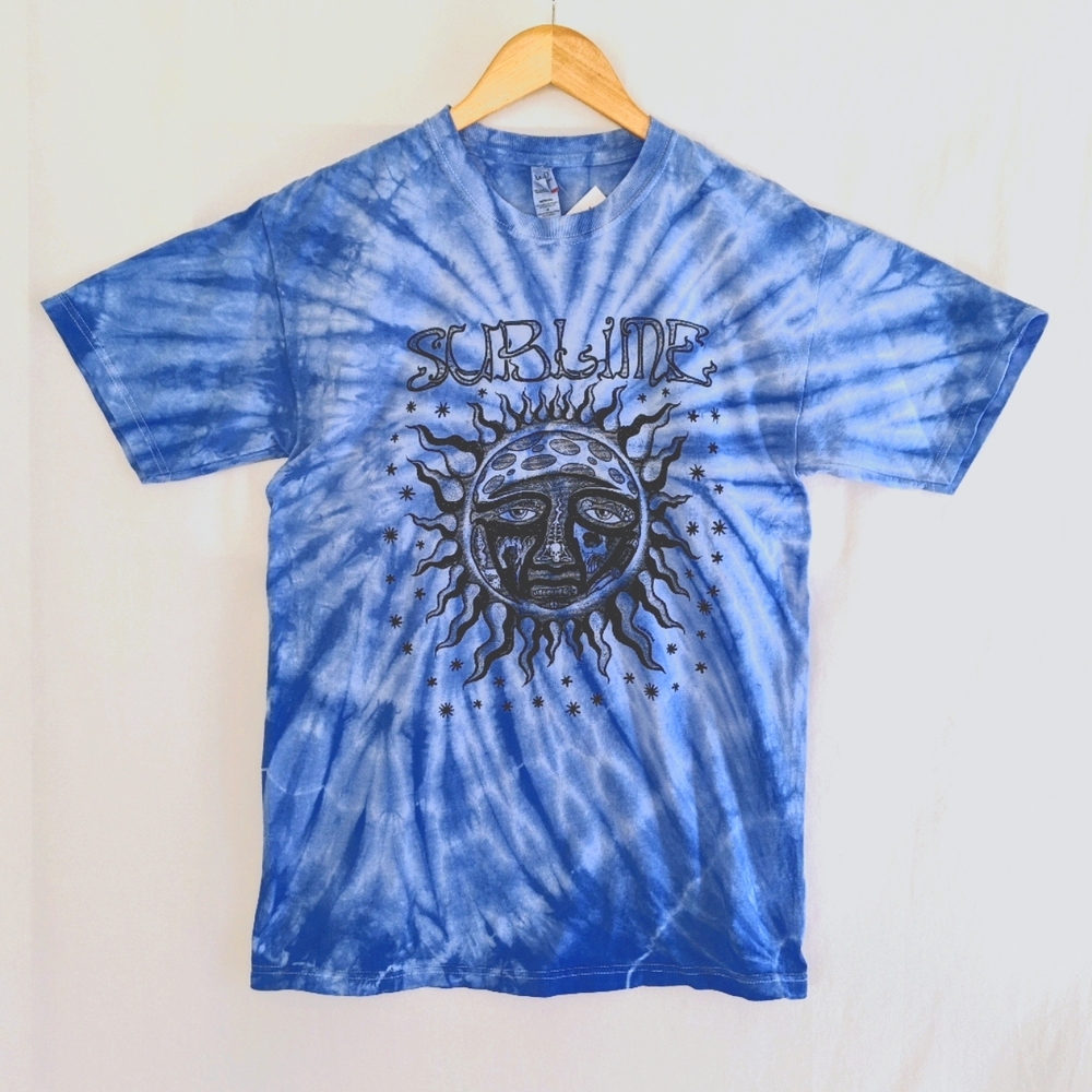 SUBLIME Graphic Blue Tie Dye Band Tee, M NWT